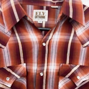 Vintage Ely Plains Western‎ Shirt Mens M  Plaid Pearl Snap Cowboy 80s Fast Ship